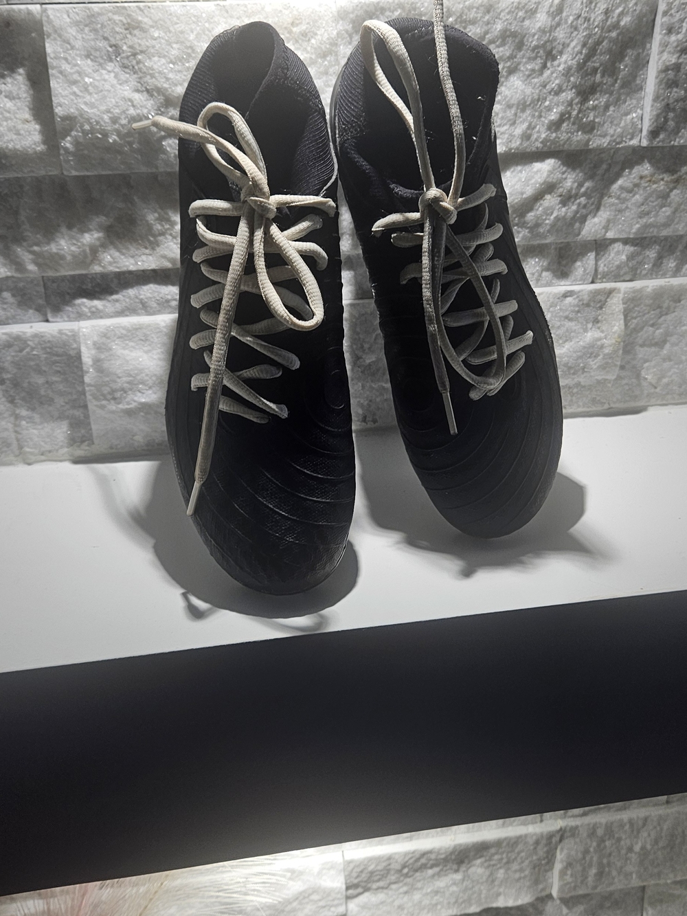 Nike Kids Black Athletic Shoes with White Laces